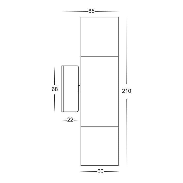 HV1005T-HV1007T- Tivah 316 Stainless Steel TRI Colour Up & Down Wall Pillar Lights WALL LIGHT