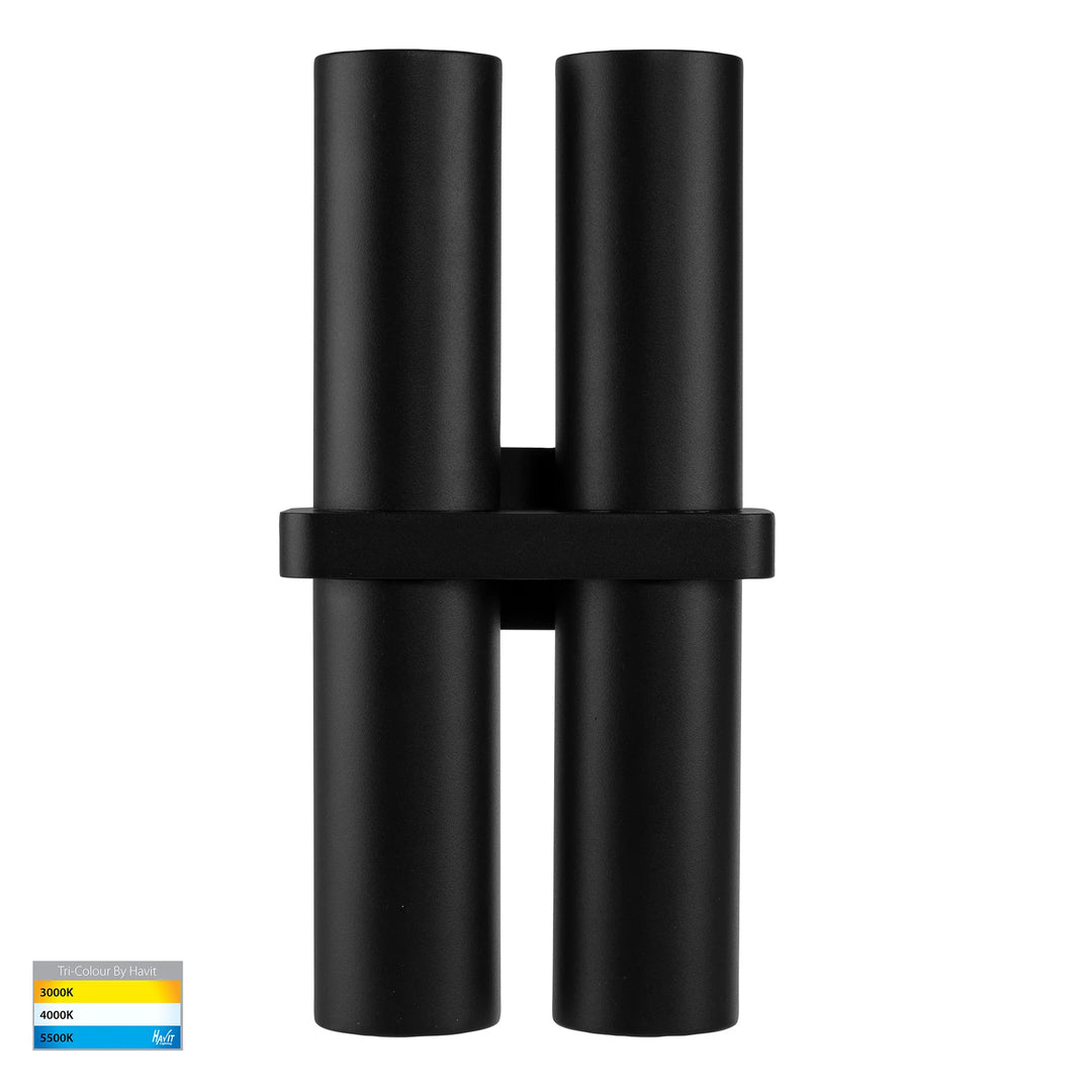 HV10292T - Luz Black/White TRI Colour Double Up & Down Wall Pillar Lights Wall light