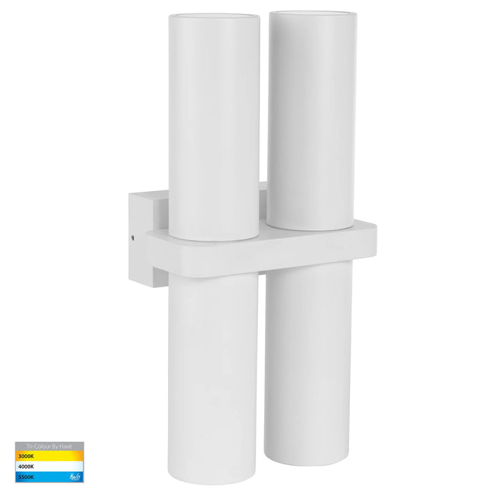HV10292T - Luz Black/White TRI Colour Double Up & Down Wall Pillar Lights White Wall light