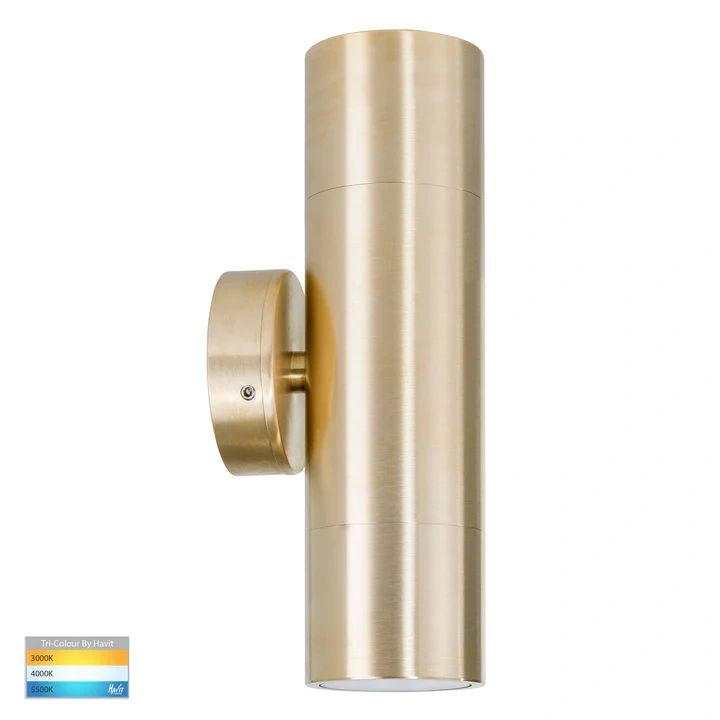 HV1055T- Tivah Solid Brass TRI Colour Up & Down Wall Pillar Lights WALL LIGHT - Outdoor Wall Lights Sydney