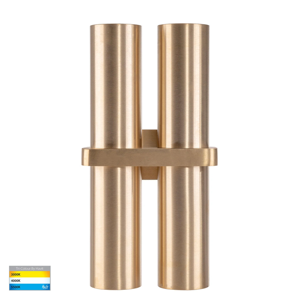 HV10592T - Luz Solid Brass TRI Colour Double Up & Down Wall Pillar Lights WALL LIGHT