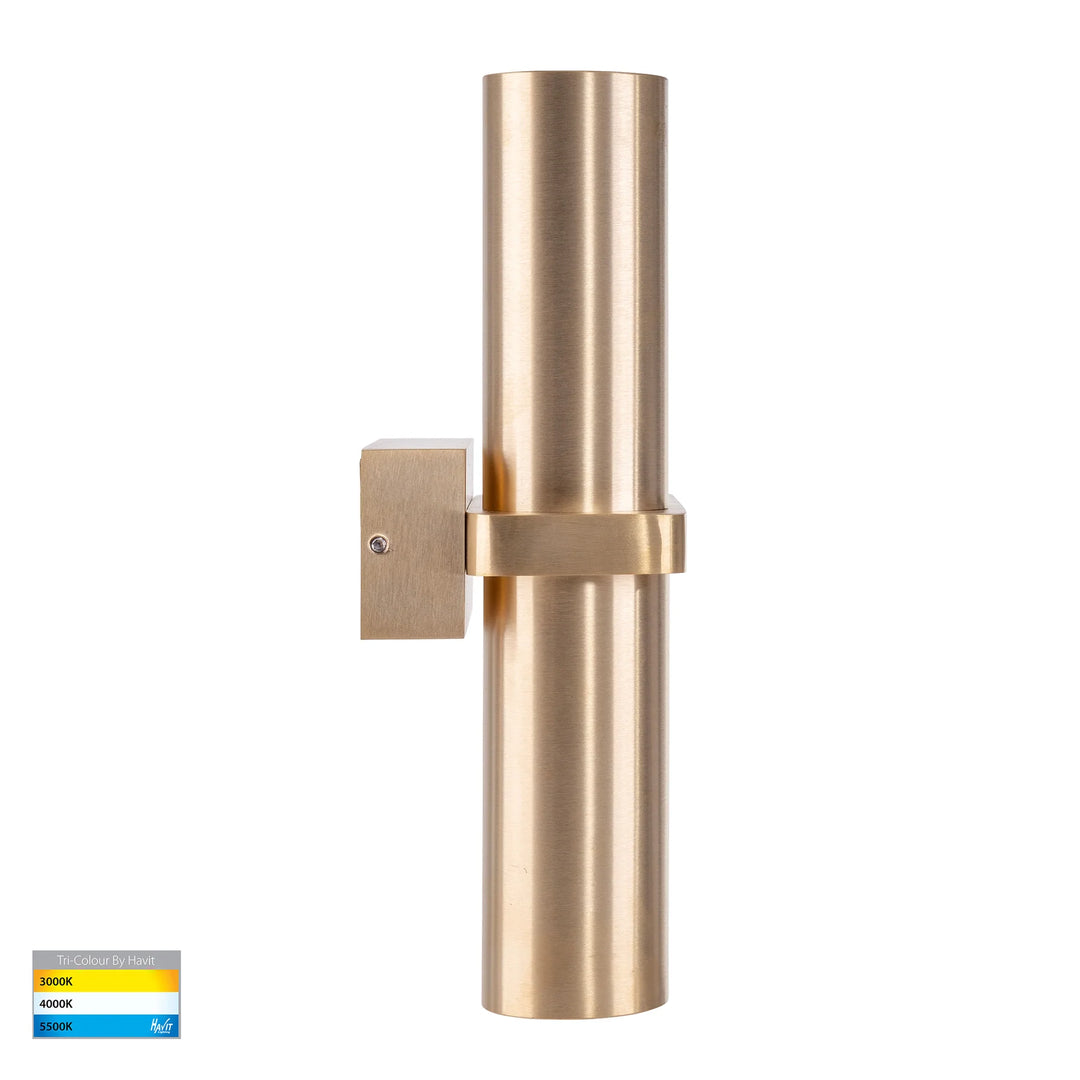 HV10592T - Luz Solid Brass TRI Colour Double Up & Down Wall Pillar Lights WALL LIGHT