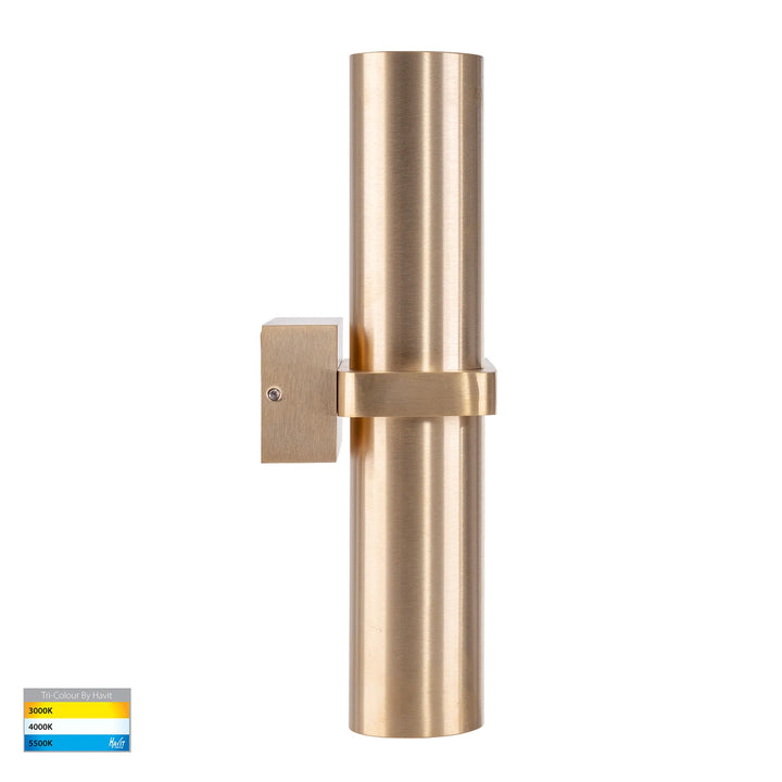 HV10592T - Luz Solid Brass TRI Colour Double Up & Down Wall Pillar Lights WALL LIGHT