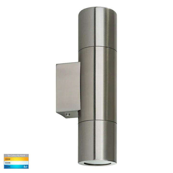 HV1071T- Piaz Stainless Steel TRI Colour Up & Down Wall Pillar Lights WALL LIGHT