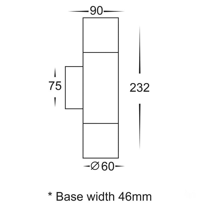 HV1071T- Piaz Stainless Steel TRI Colour Up & Down Wall Pillar Lights WALL LIGHT