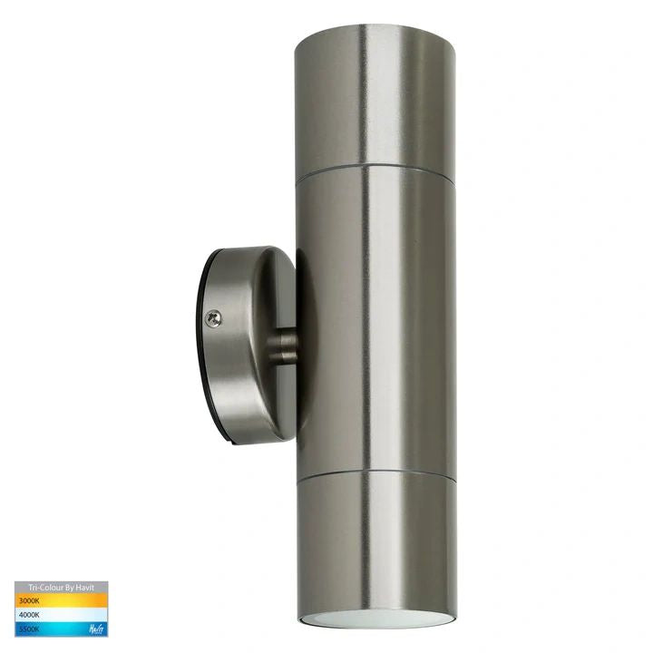HV1072T- Fortis Stainless Steel TRI Colour Up & Down Wall Pillar Lights WALL LIGHT