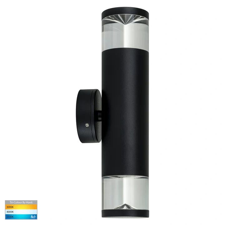 HV1089T- Highlite Black TRI Colour Up & Down Wall Pillar Lights BLACK WALL LIGHT