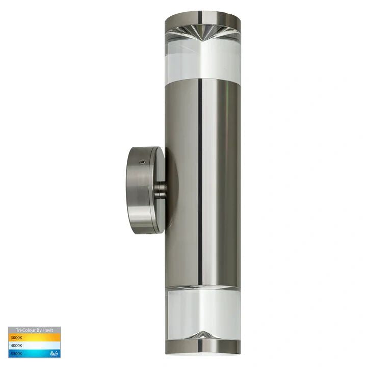 HV1089T- Highlite Black TRI Colour Up & Down Wall Pillar Lights TITANIUM ALUMINIUM WALL LIGHT
