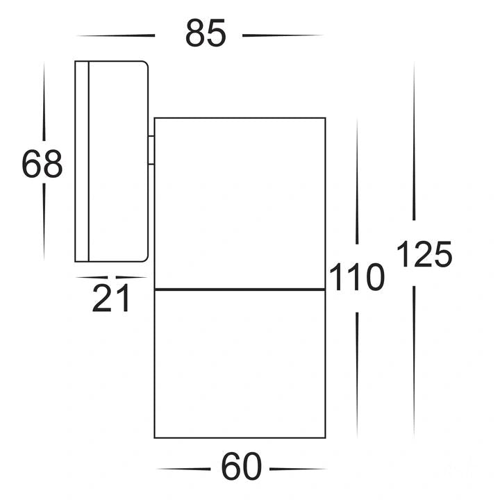 HV1105T- Tivah 316 Stainless Steel TRI Colour Fixed Down Wall Pillar Lights WALL LIGHT