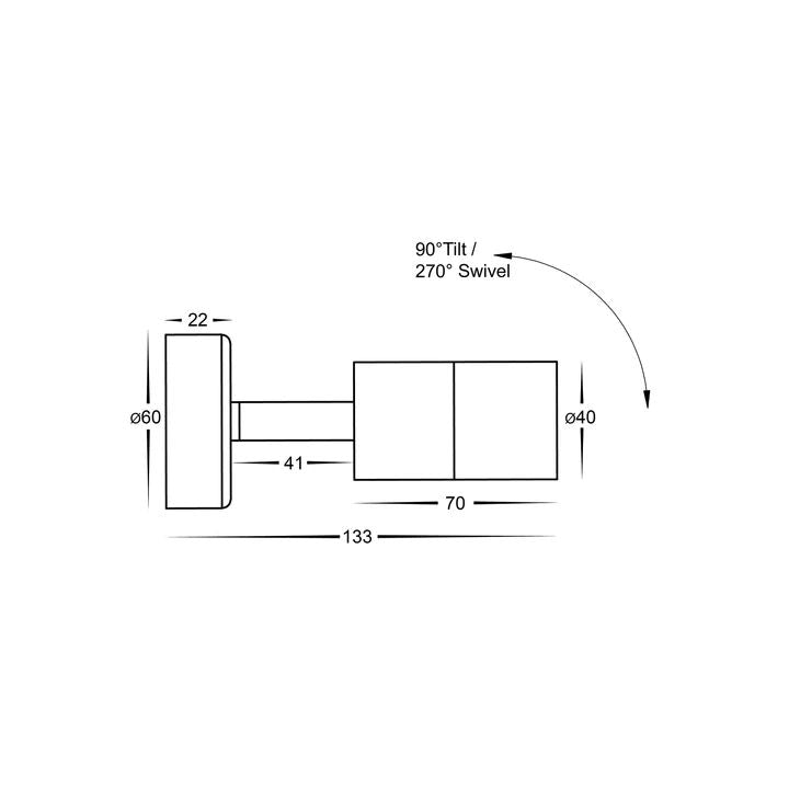 HV1227MR11NW- Mini Tivah Aluminium Black Single Adjustable Wall Pillar Lights WALL LIGHT