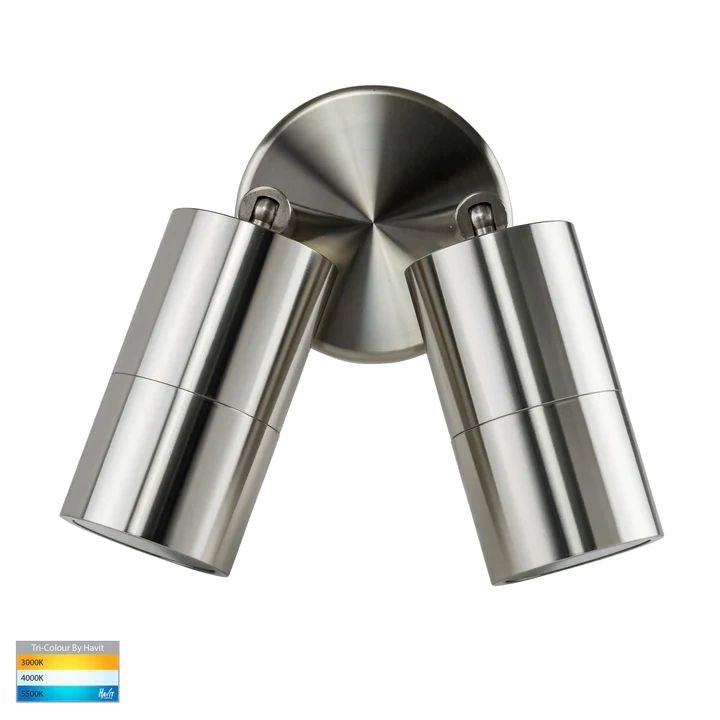 HV1305T Tivah 316 Stainless Steel TRI Colour Double Adjustable Wall Pillar Lights Spotlight