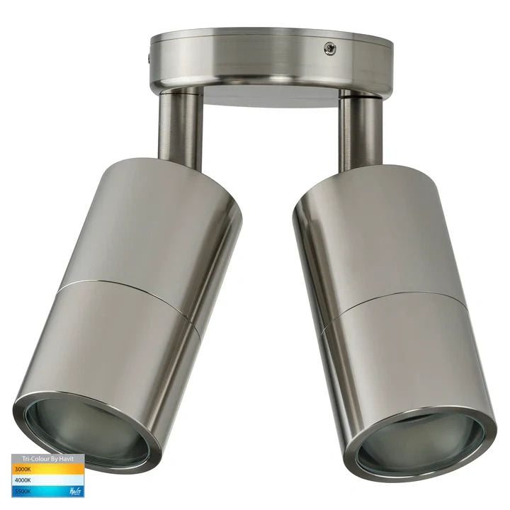 HV1305T Tivah 316 Stainless Steel TRI Colour Double Adjustable Wall Pillar Lights Spotlight