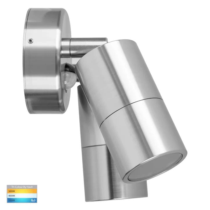 HV1305T-PIR Tivah 316 Stainless Steel TRI Colour Double Adjustable Spot Lights with Sensor WALL LIGHT