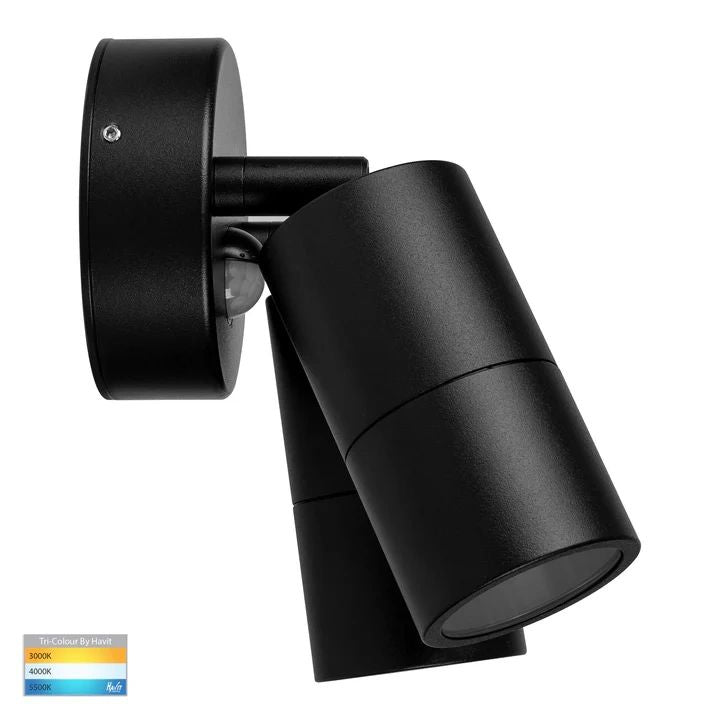 HV1325T-PIR- Tivah Aluminium Black TRI Colour Double Adjustable Spot Lights with Sensor WALL LIGHT