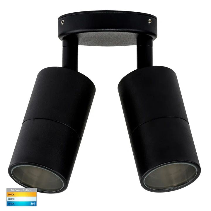 HV1325T- Tivah Black TRI Colour Double Adjustable Wall Pillar Lights Spotlight