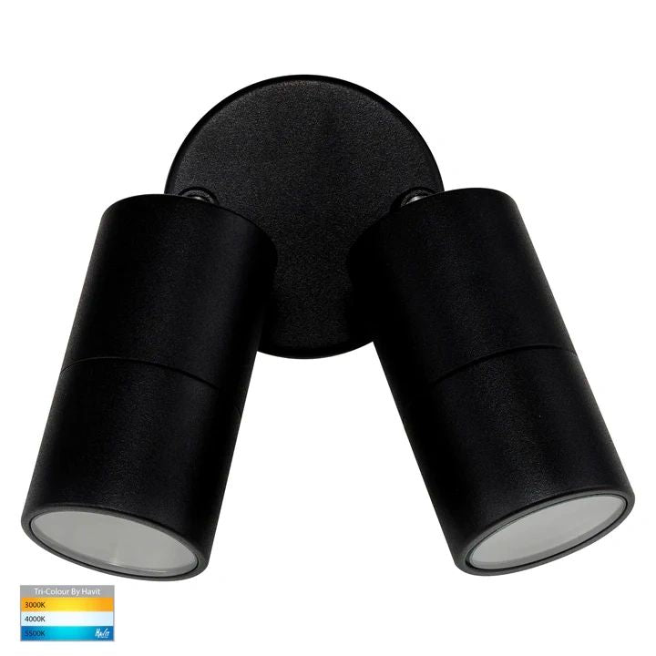 HV1325T- Tivah Black TRI Colour Double Adjustable Wall Pillar Lights Spotlight