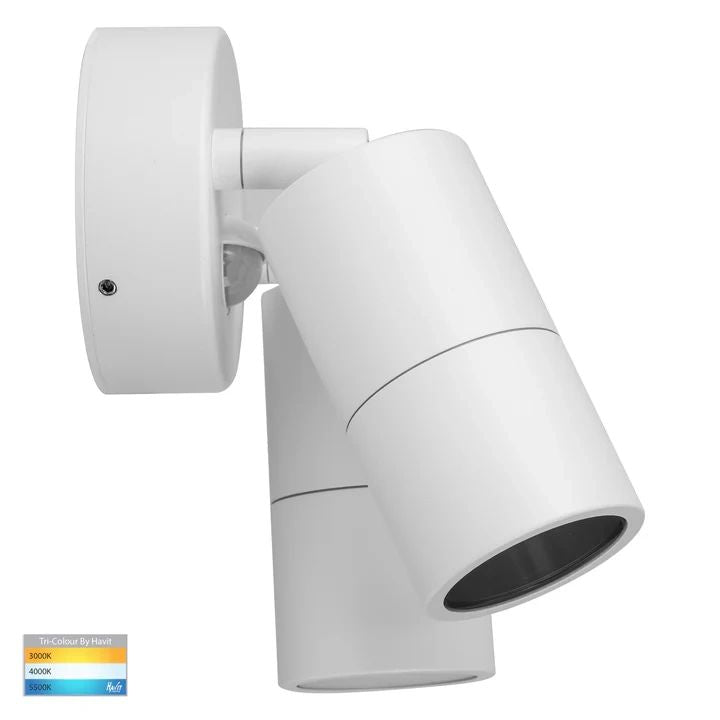 HV1335T-PIR- Tivah Aluminium White TRI Colour Double Adjustable Spot Lights with Sensor WALL LIGHT