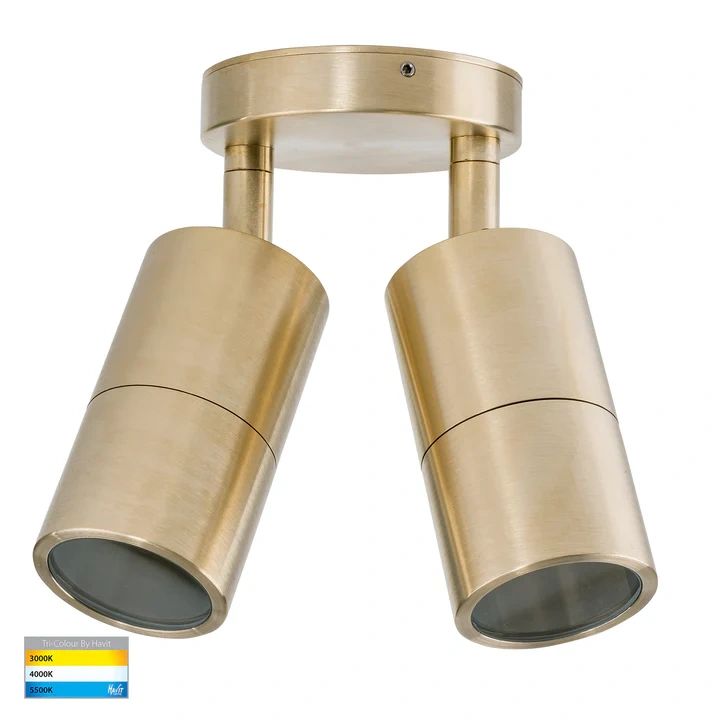 HV1355T- Tivah Solid Brass TRI Colour Double Adjustable Wall Pillar Lights Spotlight