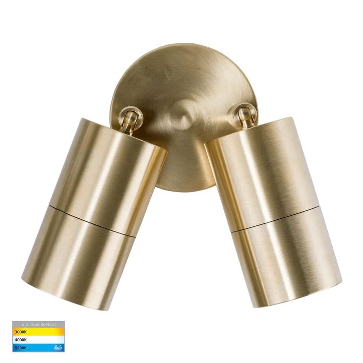 HV1355T- Tivah Solid Brass TRI Colour Double Adjustable Wall Pillar Lights Spotlight