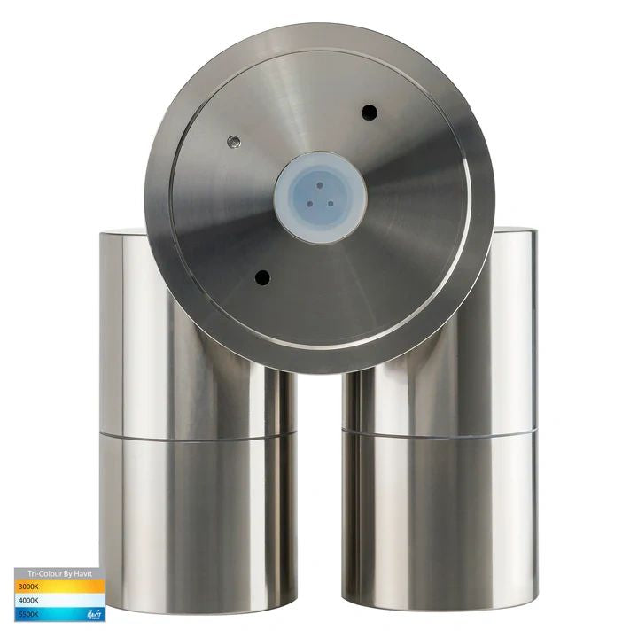 HV1372T- Fortis Stainless Steel TRI Colour Double Adjustable Wall Pillar Light WALL LIGHT