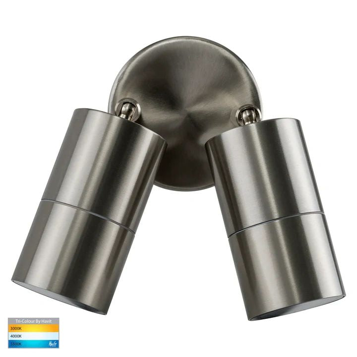 HV1372T- Fortis Stainless Steel TRI Colour Double Adjustable Wall Pillar Light WALL LIGHT