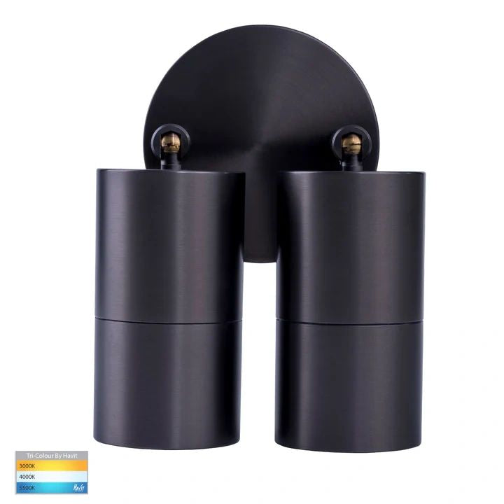 HV1375T- Tivah Solid Brass Graphite Coloured TRI Colour Double Adjustable Wall Pillar Lights WALL LIGHT