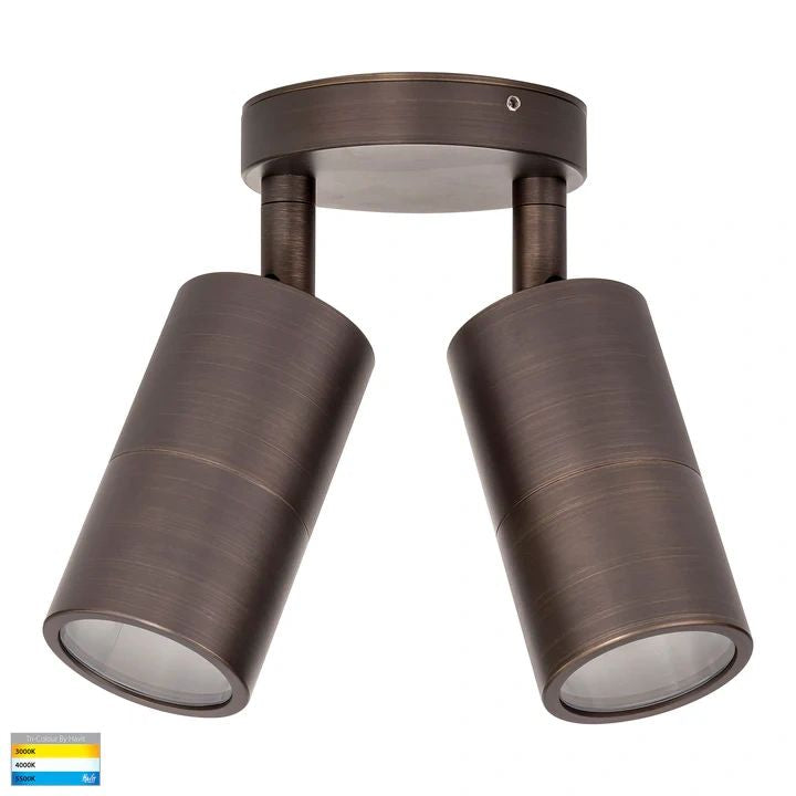HV1395T- Tivah Antique Brass TRI Colour Double Adjustable Wall Pillar Lights WALL LIGHT