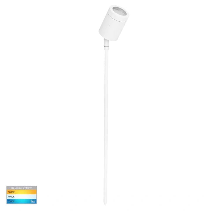HV1421T-T Pointe White/Black TRI Colour LED Garden Spike Light WHITE Spike light