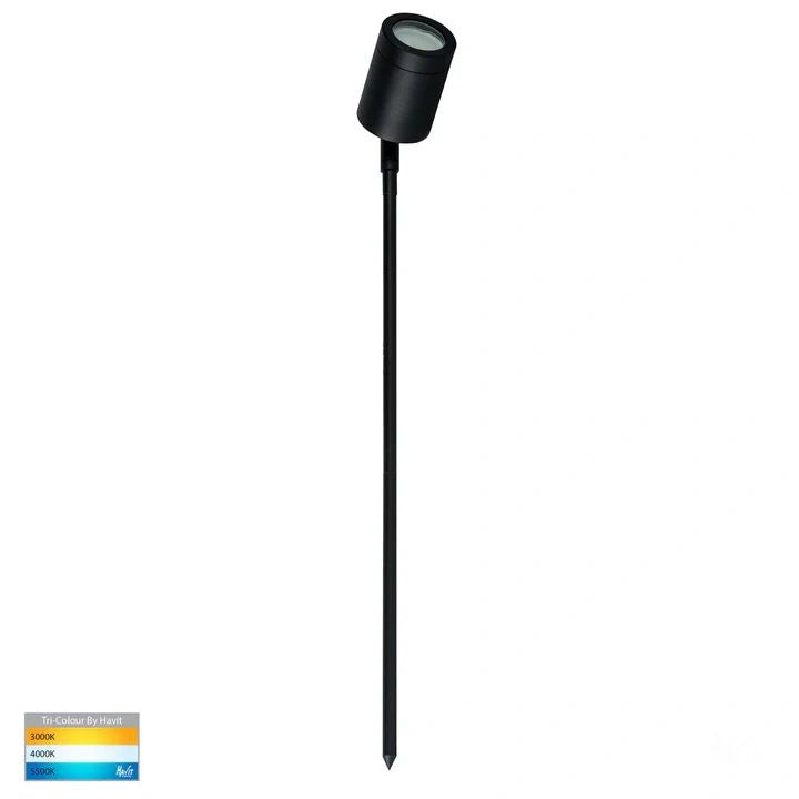 HV1421T-T Pointe White/Black TRI Colour LED Garden Spike Light BLACK Spike light