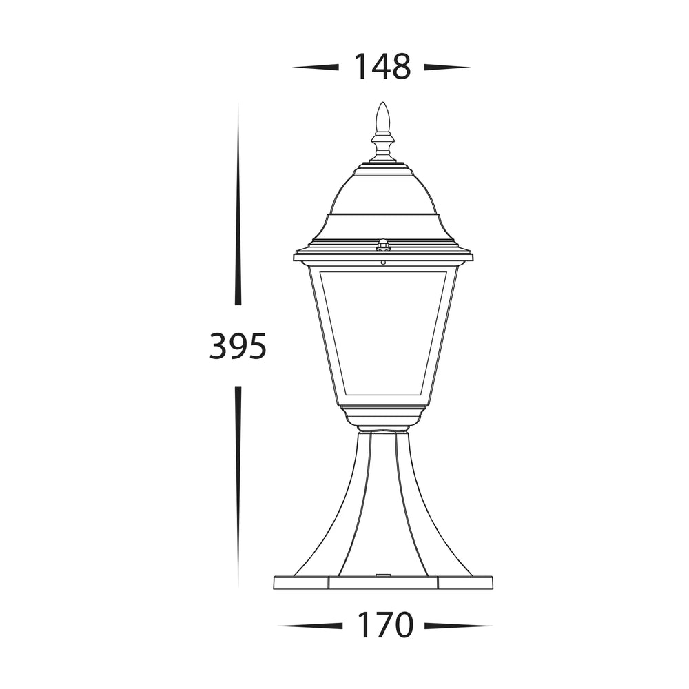 HV1651W-BLK - Newark Aluminium Black 4 Panel Pillar Light Pillar light