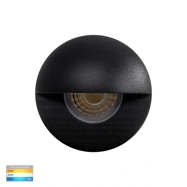 HV2883T- Elite Aluminium 3W LED Wall or Step Light with Eyelid BLACK ALUMINIUM step light