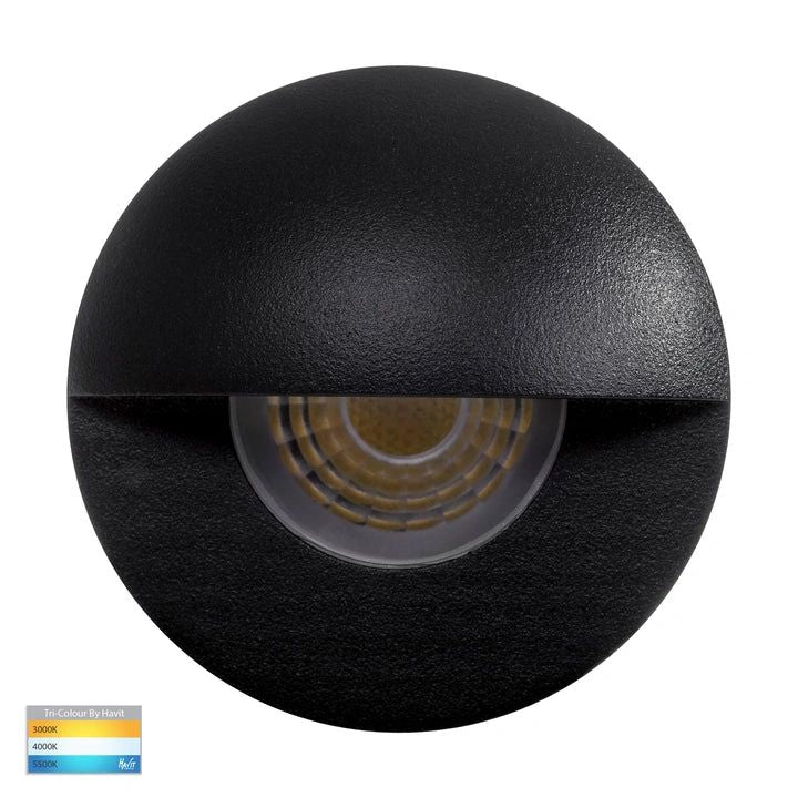 HV2884T- Elite Aluminium 5W LED Wall or Step Light with Eyelid BLACK ALUMINIUM step light