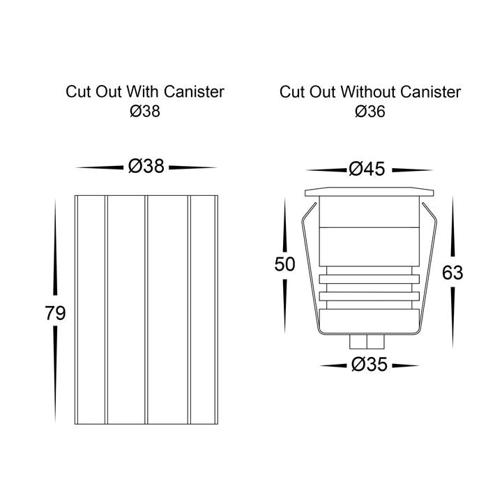 HV2893T- Dek Black 316 Stainless Steel LED Deck or Inground Light step light