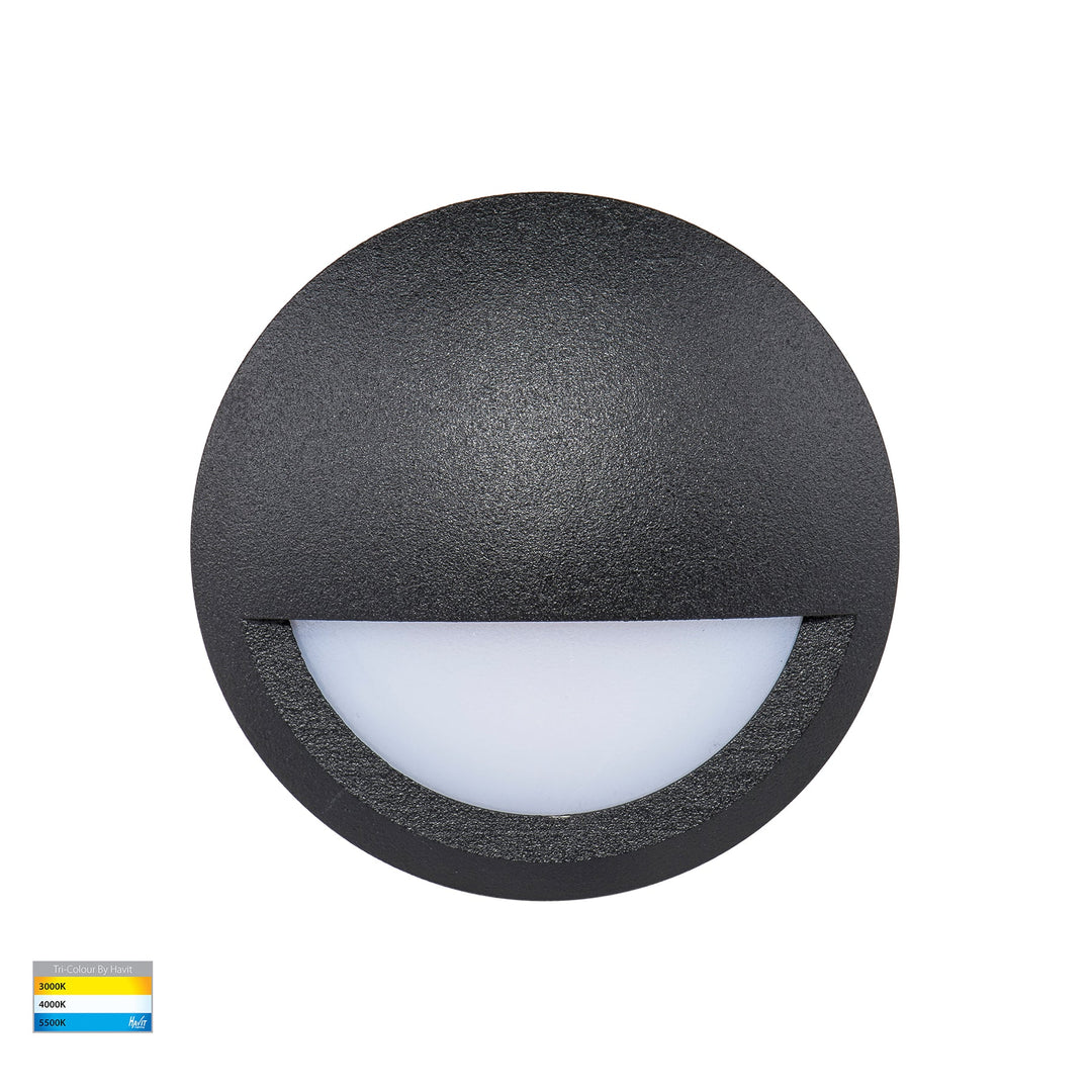 HV2961T-12V | HV2961T-240V - Nava Black/Titanium LED Step Light with Eyelid Black step light