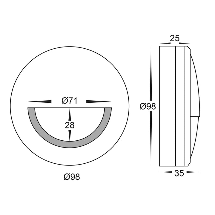 HV2961T-12V | HV2961T-240V - Nava Black/Titanium LED Step Light with Eyelid step light