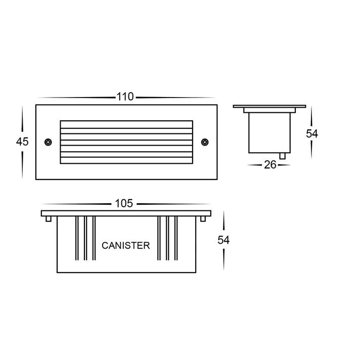 HV3008T- Bata 3w LED Brick Light with Grill face Brick light