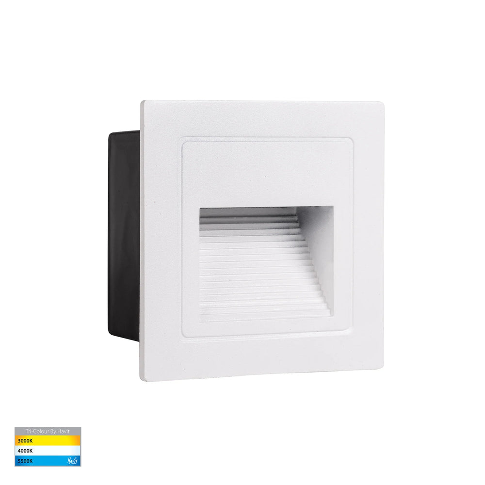 HV3112T-240V/12V - Trin Black Square Recessed LED Step Light White step light