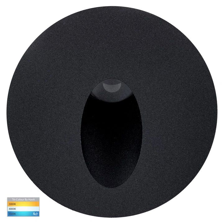HV3205T- Reces Round TRI Colour Recessed LED Step Light BLACK step light