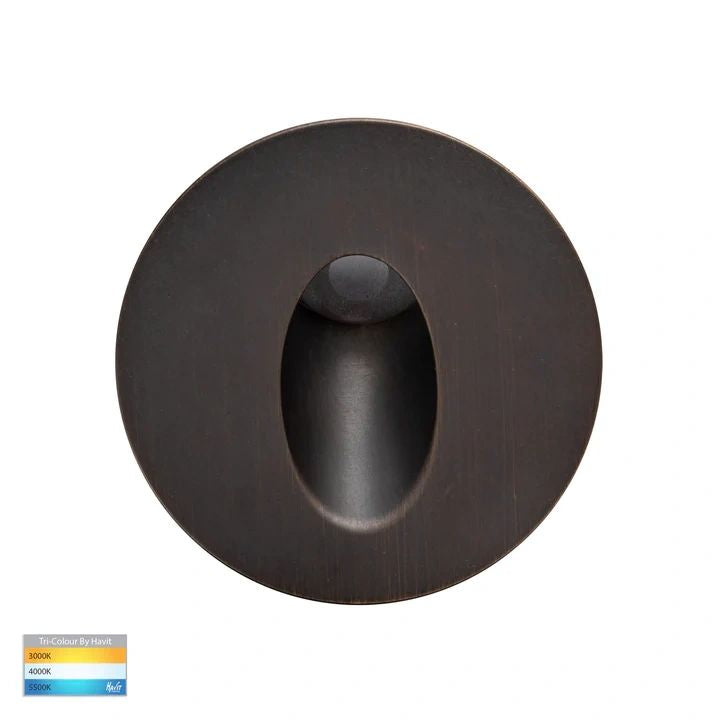 HV3206T- Mini Reces White Round TRI Colour Recessed LED Step Light ANTIQUE BRASS step light