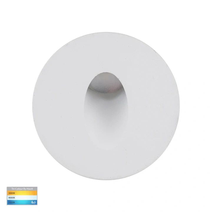 HV3206T- Mini Reces White Round TRI Colour Recessed LED Step Light WHITE step light