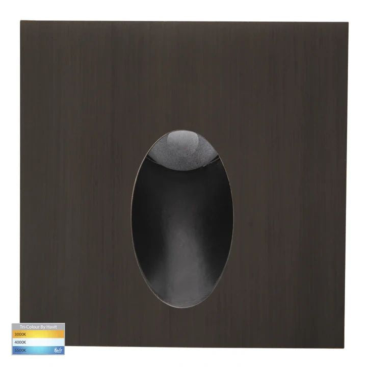 HV3215T- Reces Square TRI Colour Recessed LED Step Light ANTIQUE BRASS step light