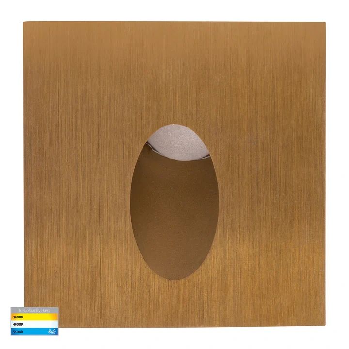 HV3215T- Reces Square TRI Colour Recessed LED Step Light BRASS step light