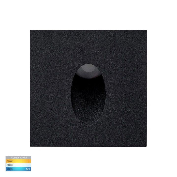 HV3216T- Mini Reces White Square TRI Colour Recessed LED Step Light BLACK step light