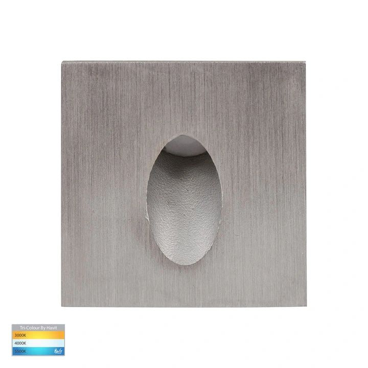 HV3216T- Mini Reces White Square TRI Colour Recessed LED Step Light 316 STAINLESS STEEL step light