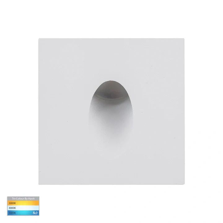 HV3216T- Mini Reces White Square TRI Colour Recessed LED Step Light WHITE step light