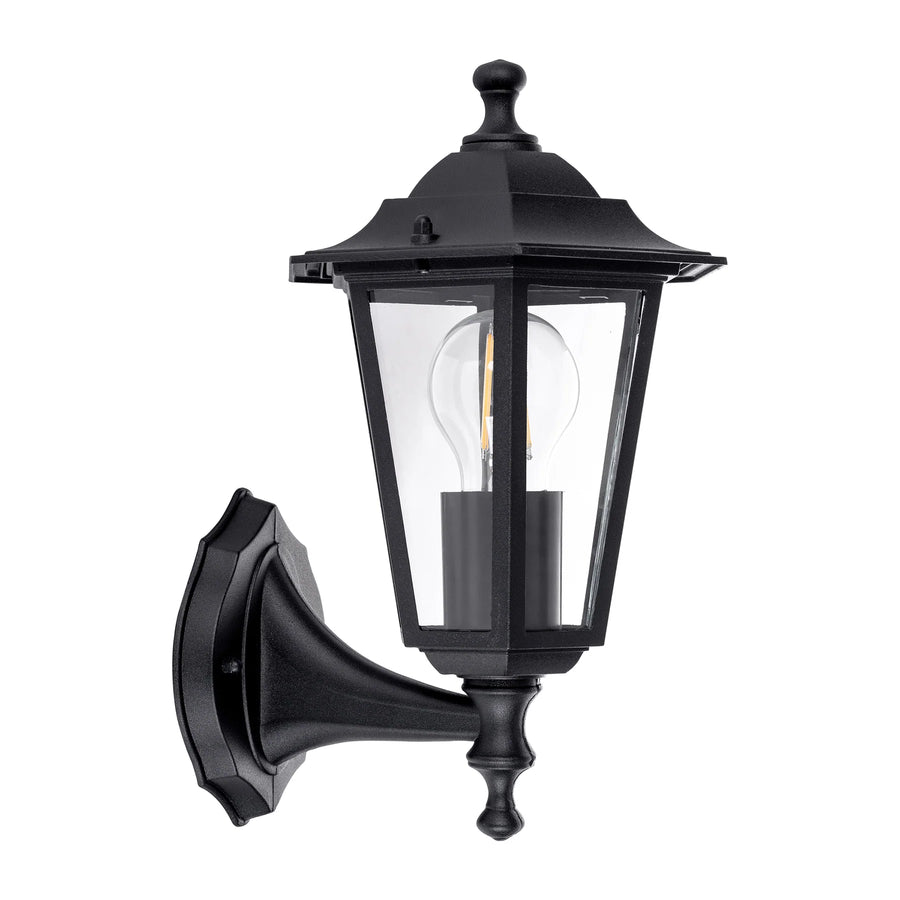 HV3552W-BLK - Fibra Aluminium Black 6 Panel Coach Wall Light WALL LIGHT