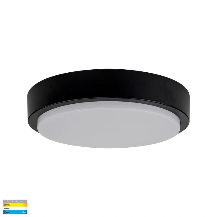 HV36053T- Liptor 370mm 30w Ceiling Mounted LED Oyster BLACK Ceiling light