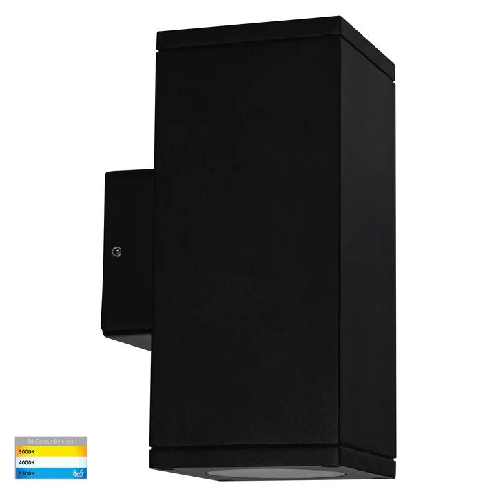 HV3624T- Quadru Square TRI Colour Up & Down LED Wall Light BLACK WALL LIGHT
