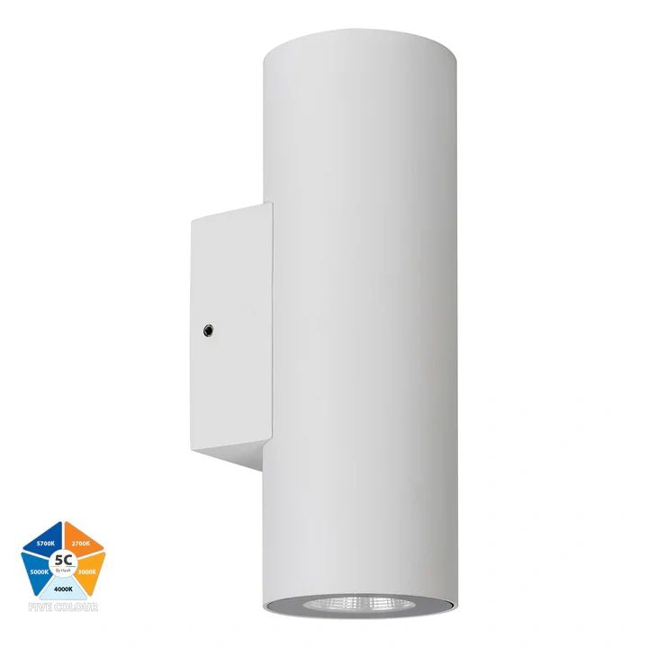 HV3626S- Aries Aluminium 5 COLOUR Up & Down LED Wall Light ALUMINIUM WHITE WALL LIGHT