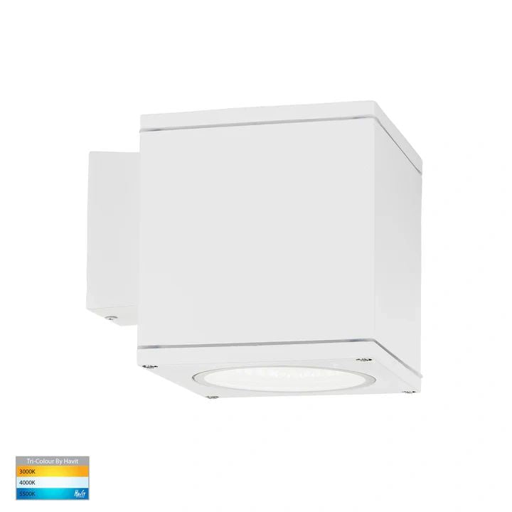 HV3628T- Porter 15w LED Large Fixed Down Wall Light WHITE SQUARE WALL LIGHT